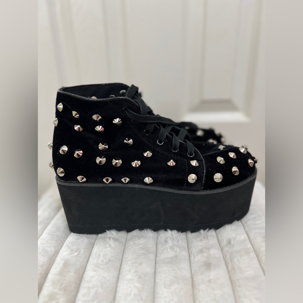 Lemon drop by dolls kill Studded Black Platform Sneakers